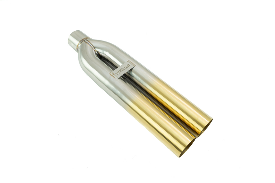 Universal 3" VIP Exhaust Tip "Blast Pipe" Style (weld-on) - Straight - Gold Tip - MR-UT-D3-GD-253910