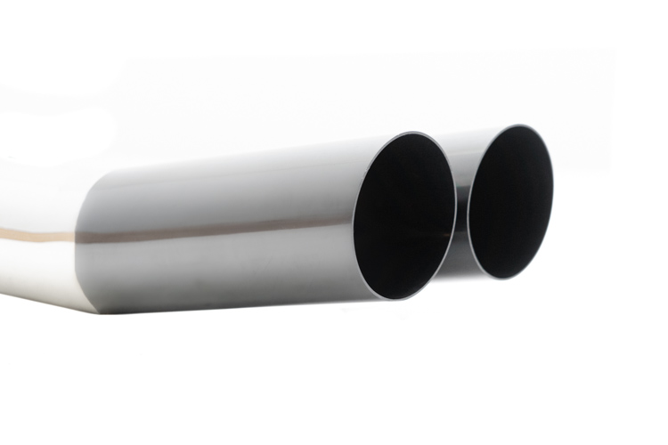 Universal Dual 3" VIP Exhaust Tip "Blast Pipe" Style (weld-on) - Angled Cut - Black Chrome Tip - MR-UT-D3BC-V2-254703
