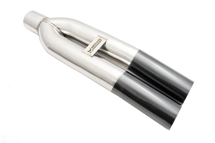 Universal Dual 3" VIP Exhaust Tip "Blast Pipe" Style (weld-on) - Angled Cut - Black Chrome Tip - MR-UT-D3BC-V2-254702