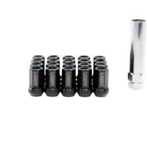 7-Sided Heptagon Open-Ended Lug Nuts (Black, M12x1.5) - MRS-LN-7M1215-O-B-0